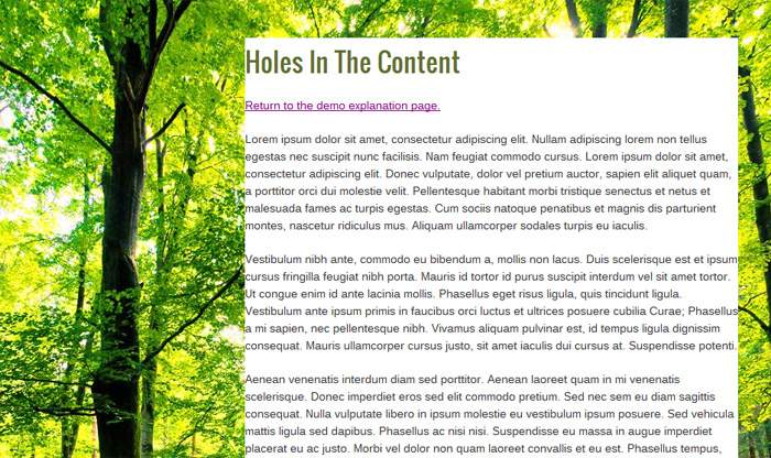 Holes in the webpage