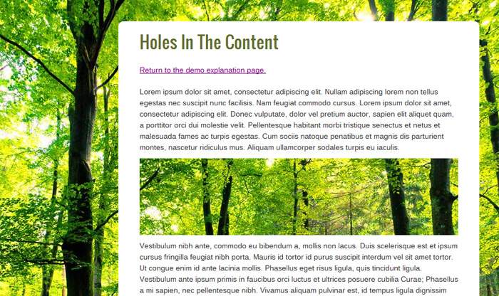 Holes in the webpage