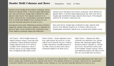 Three column flexible width layout