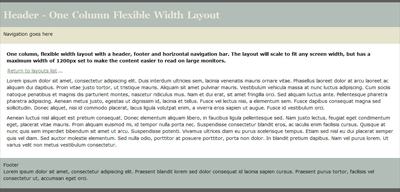 Single column flexible width layout