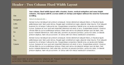 Two column fixed width layout