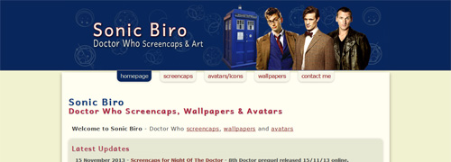 Sonic Biro, Doctor Who Images website